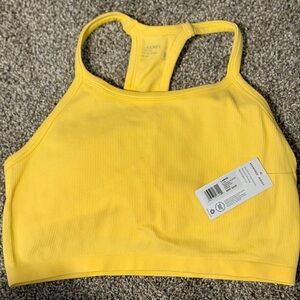 Yellow Ribbed Jockey Sports Bra